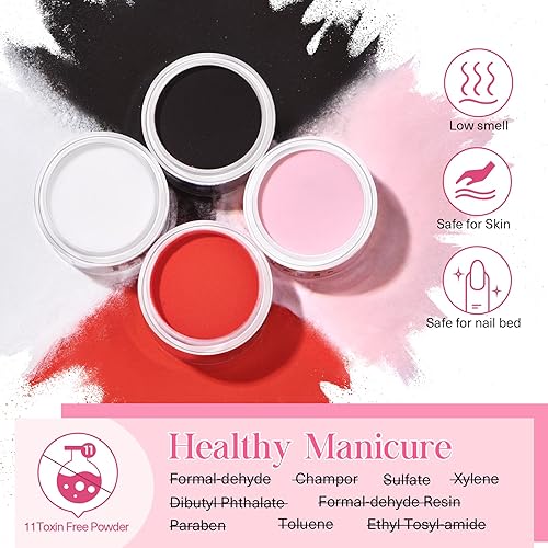 Miniatura 6 de Azurebeauty - Kit de iniciación de uñas en polvo de inmersión, 4 colores, diseño de uñas de Halloween, sistema de polvo de inmersión, bandeja de