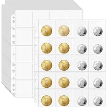 VOKOY 1000 Pockets Coin Pages, 50 Sheets Clear Coin Sleeves for 2" x 2" Cardboard Coin Holders Plastic Stamp Collection Supplies Organizer Sheet Protective Photo Slide Pages for Collectors