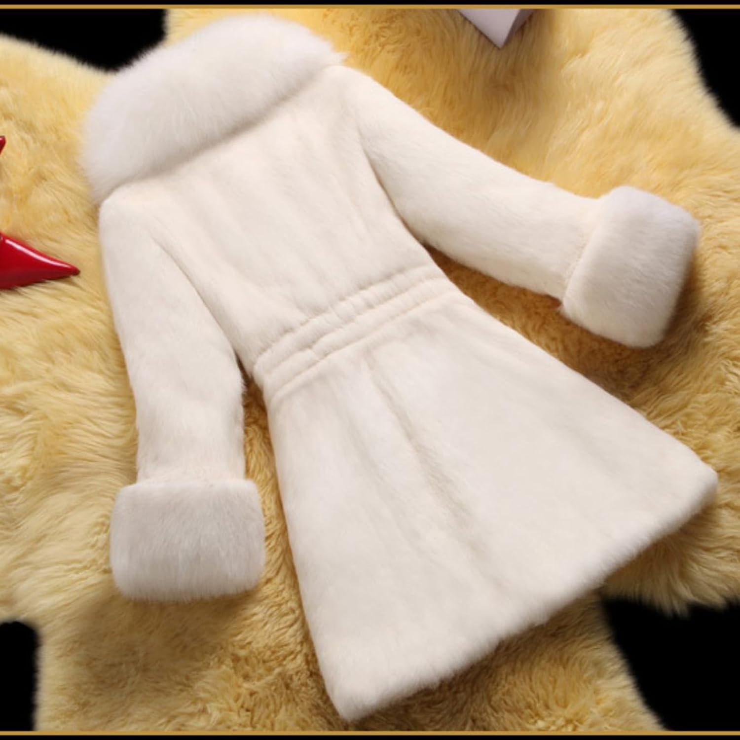 Women Long Faux Fur Coat 2025 Winter Thicken Warm Fur Jacket Classy Elegant Outerwear Slim Fit A-Line Overcoat
