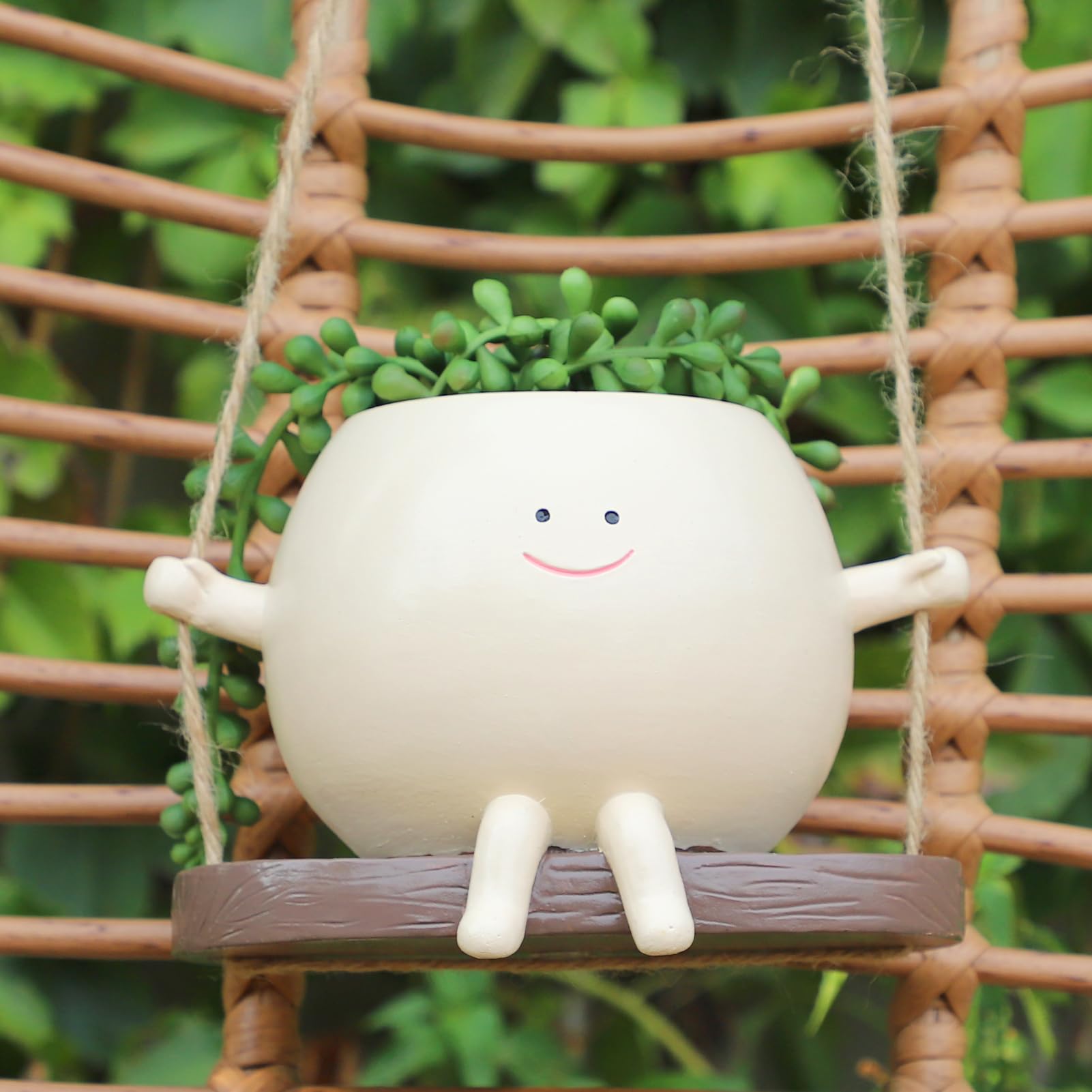 Amazon.com: KIUGCO Large Glossy Swing Smiley Face Planter Pot Head
