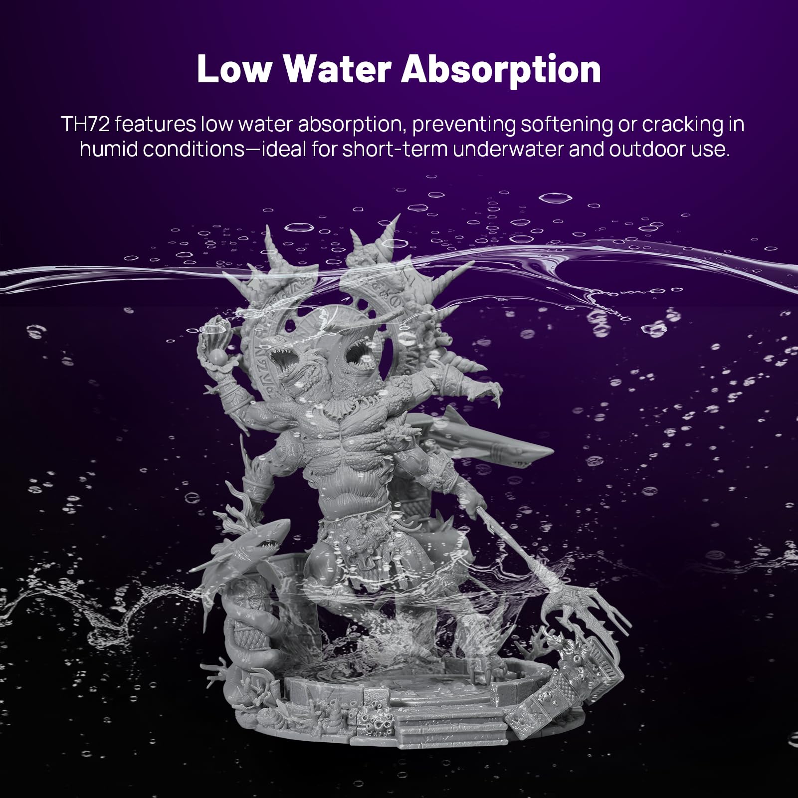 RESIONE TH72 Flexibles 3D Resin - Tough Resin für 3D Drucker mit Geringer Wasseraufnahme und Schlagfestem Flüssigharz - Lang Anhaltender Zähigkeit 3D Harz für Figuren (Mittelgrau)-1000g