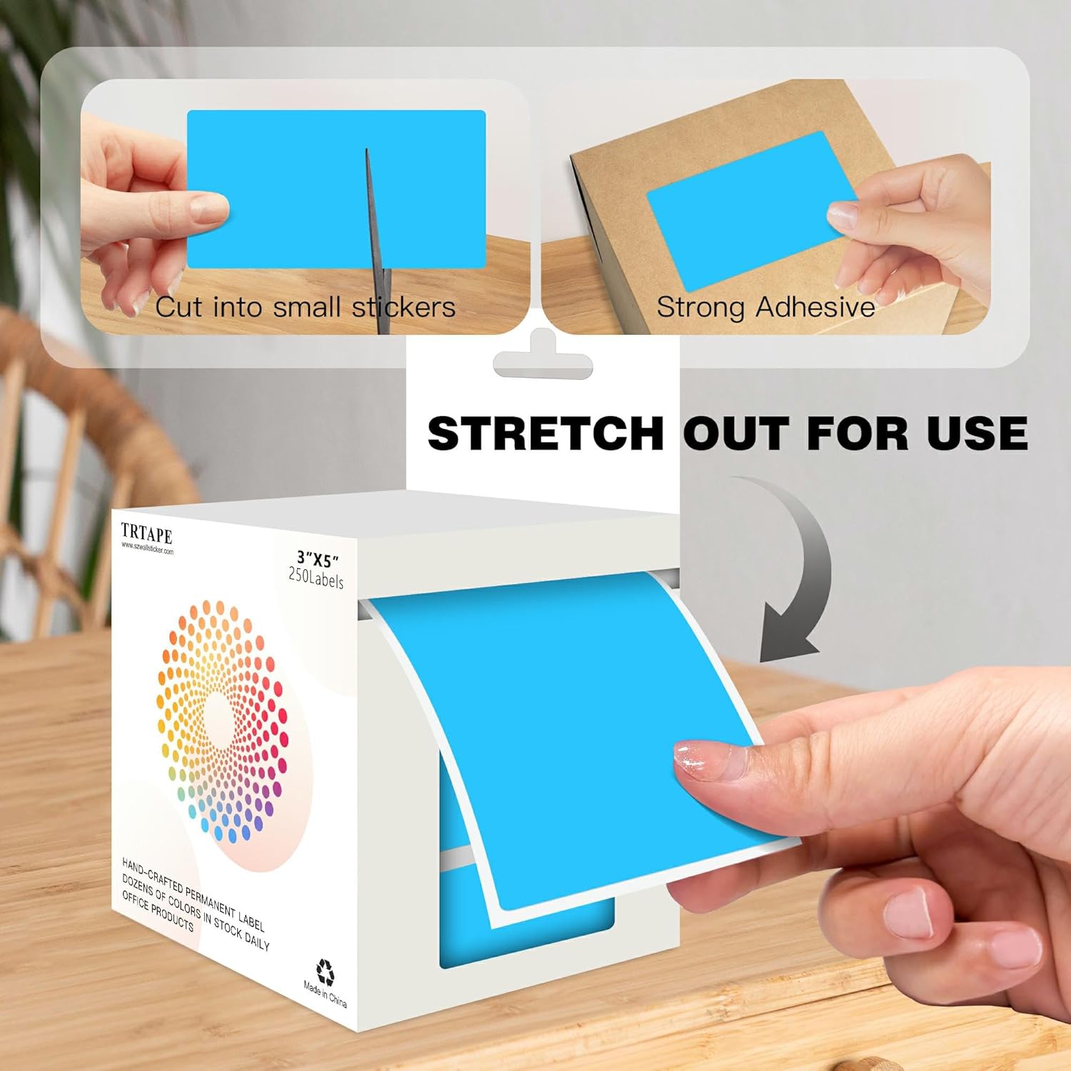 3x5 Inch Home Moving Labels 4 Rolls 1000 Stickers, Large Packing Box Labels Rectangular Colored Inventory Stickers for Moving Supplies Color Coded (Sky Blue)