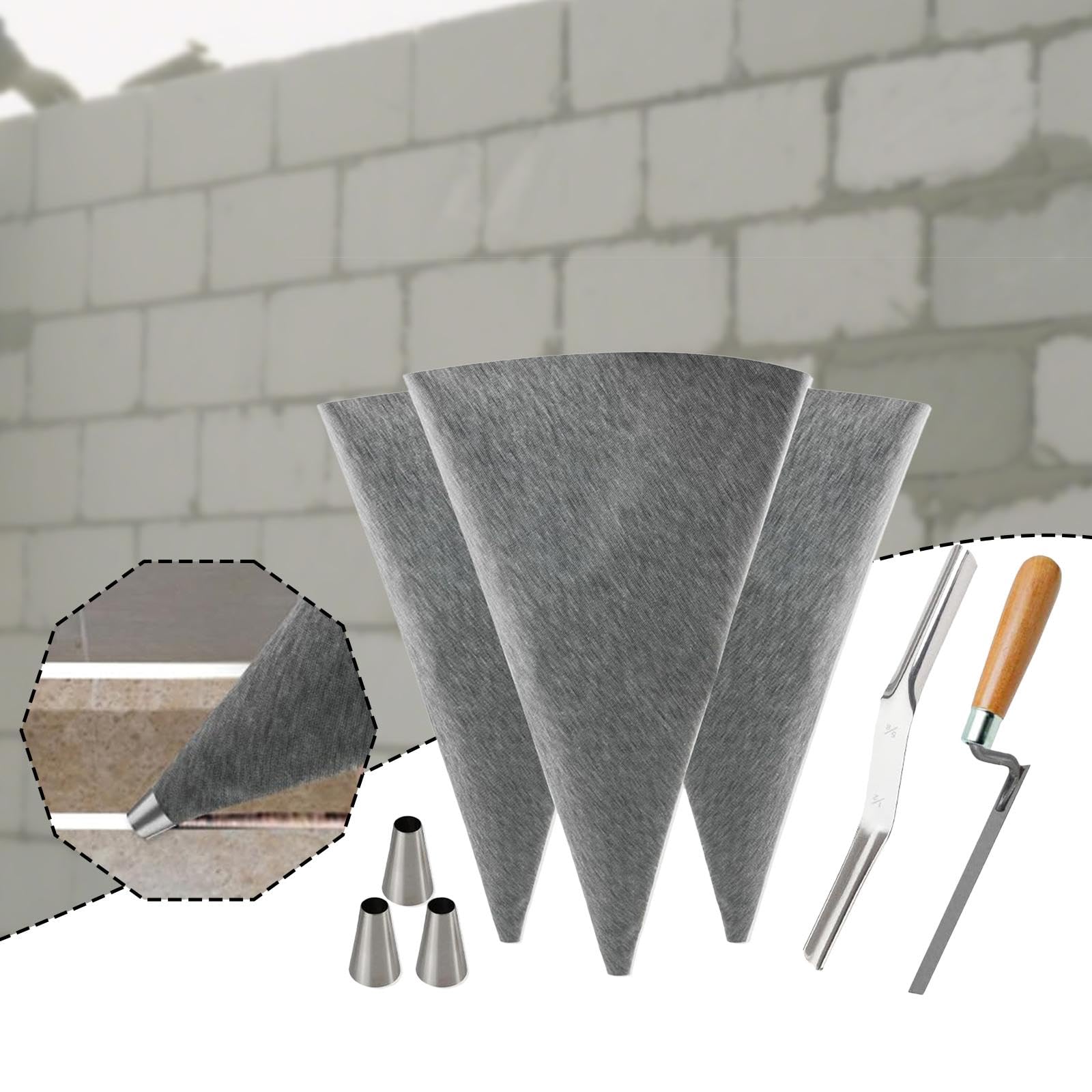 Sac à Joints pour Carrelage et Maçonnerie En Matériau pour Application Facile de Mortier Adapté Aux Travaux de Rénovation, Gris