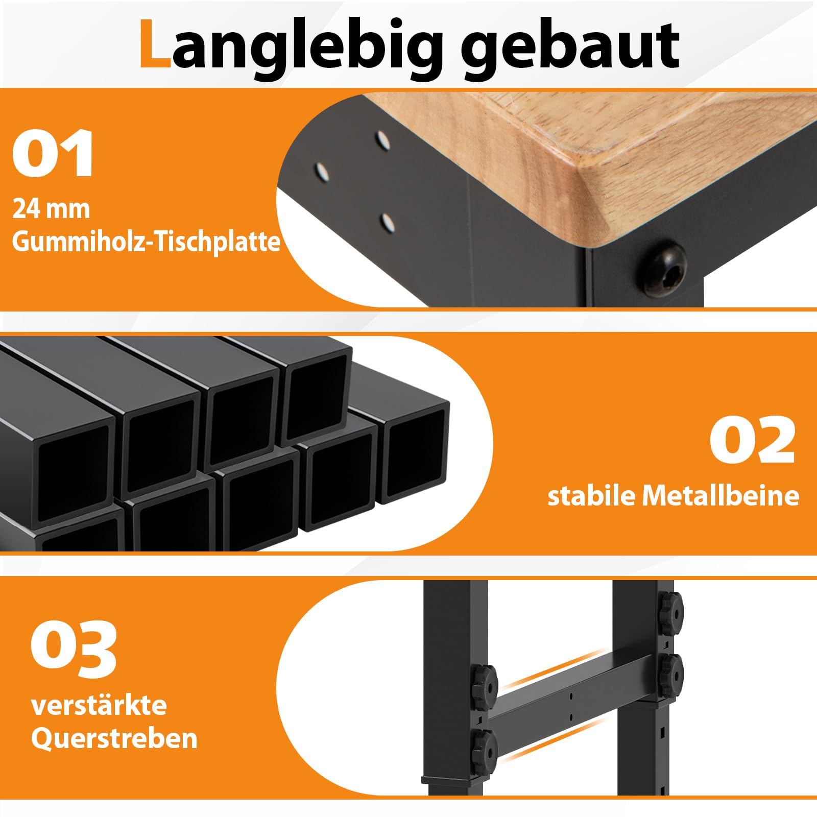 COSTWAY Verstellbare Werkbank mit Rollen, Werkstatt Arbeitstisch aus Gummi Holz mit 2 Lochplatten & Metallrahmen, 1100 kg Tragkaft, Werkbanktisch Werkzeugtisch mit 122cm Arbeitsfläche für Garage Büro