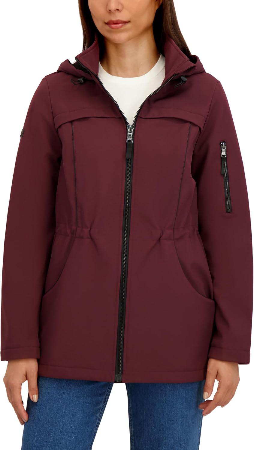 HFX Women's Softshell Jacket– 3-layer Bonded Transitional Jacket, Water-resistant, Wind-resistant, Fleece Lined
