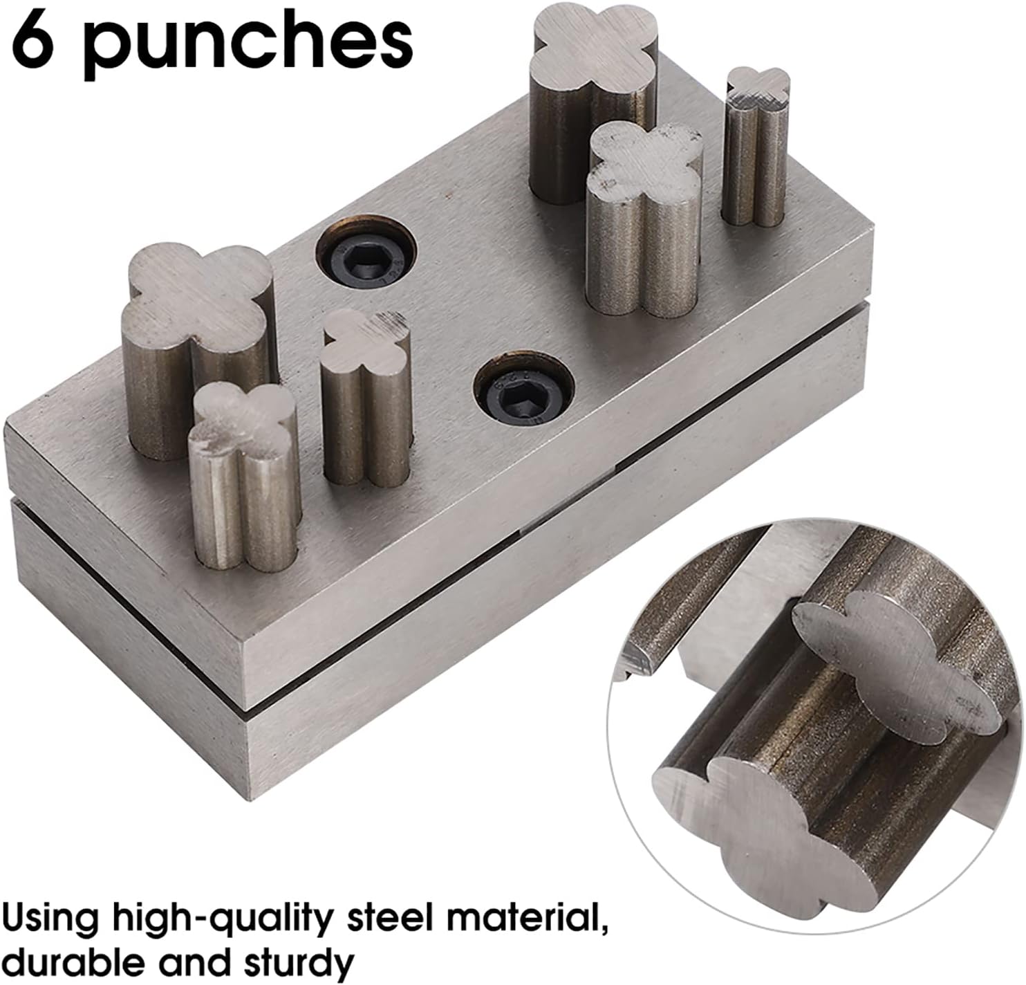 Lucky Clover パンチダイディスクセット、スチールプレートホールカッター、パンチングバー付き6サイズジュエリーパンチャーツ