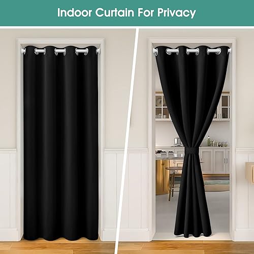 Miniatura 6 de HOMEIDEAS Cortinas de puerta para puerta, cortinas opacas para puerta de armario, para dormitorio, cortinas de armario para armario abierto,