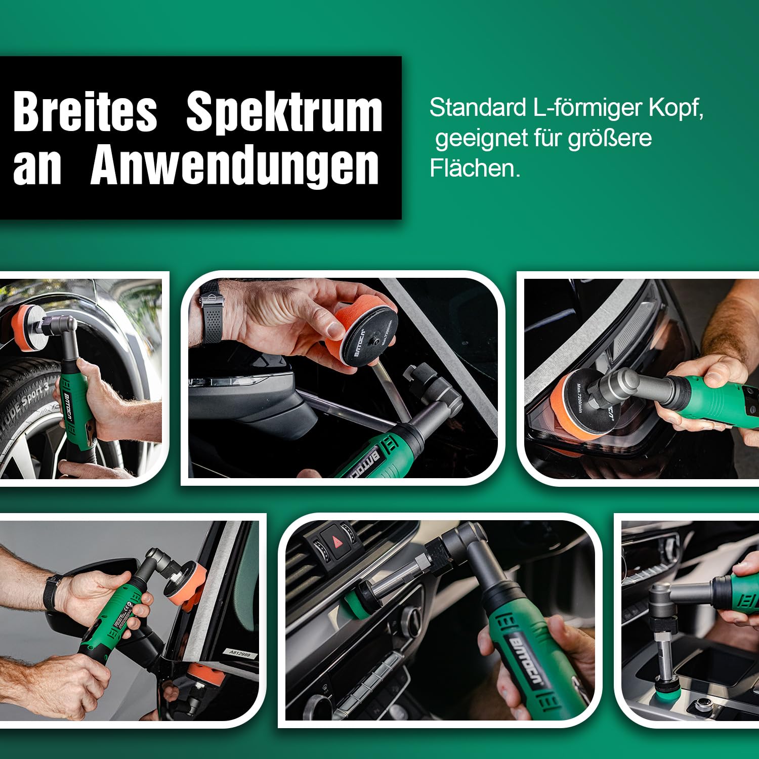 BATOCA S6 Mini Akku Poliermaschine,Profiset für Detailing und Lackpflege,12V Auto Polieren,DA&RO Polier Maschine,Polierer Puffer für Motorräder,1000-5000RPM&4200-21000RPM,25mm/50mm/75mm Schleifplatten