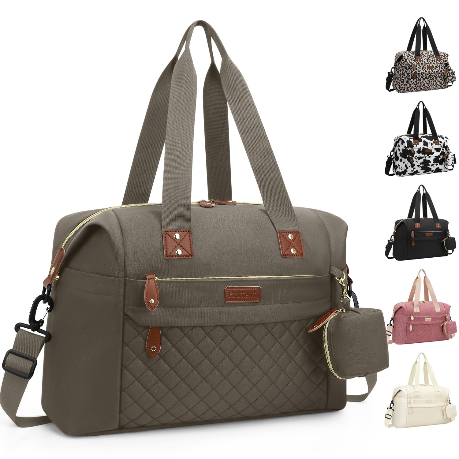 Diaper Bag Tote, Diaper Baby Bags with Pacifier Case, Shoulder Straps, Stroller Clips, Waterproof Large Mommy Bag Maternity Bag Travel Baby Bag for Mom and Dad, khaki