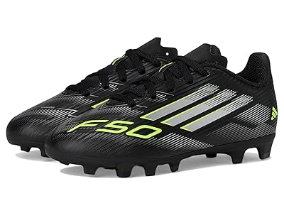adidas Kids F50 Club Firm Ground/Multi Ground Cleats (Little Kid/Big Kid) Kids Shoes Black/Iron Metallic/Lucid Lemon : 12 Little Kid M