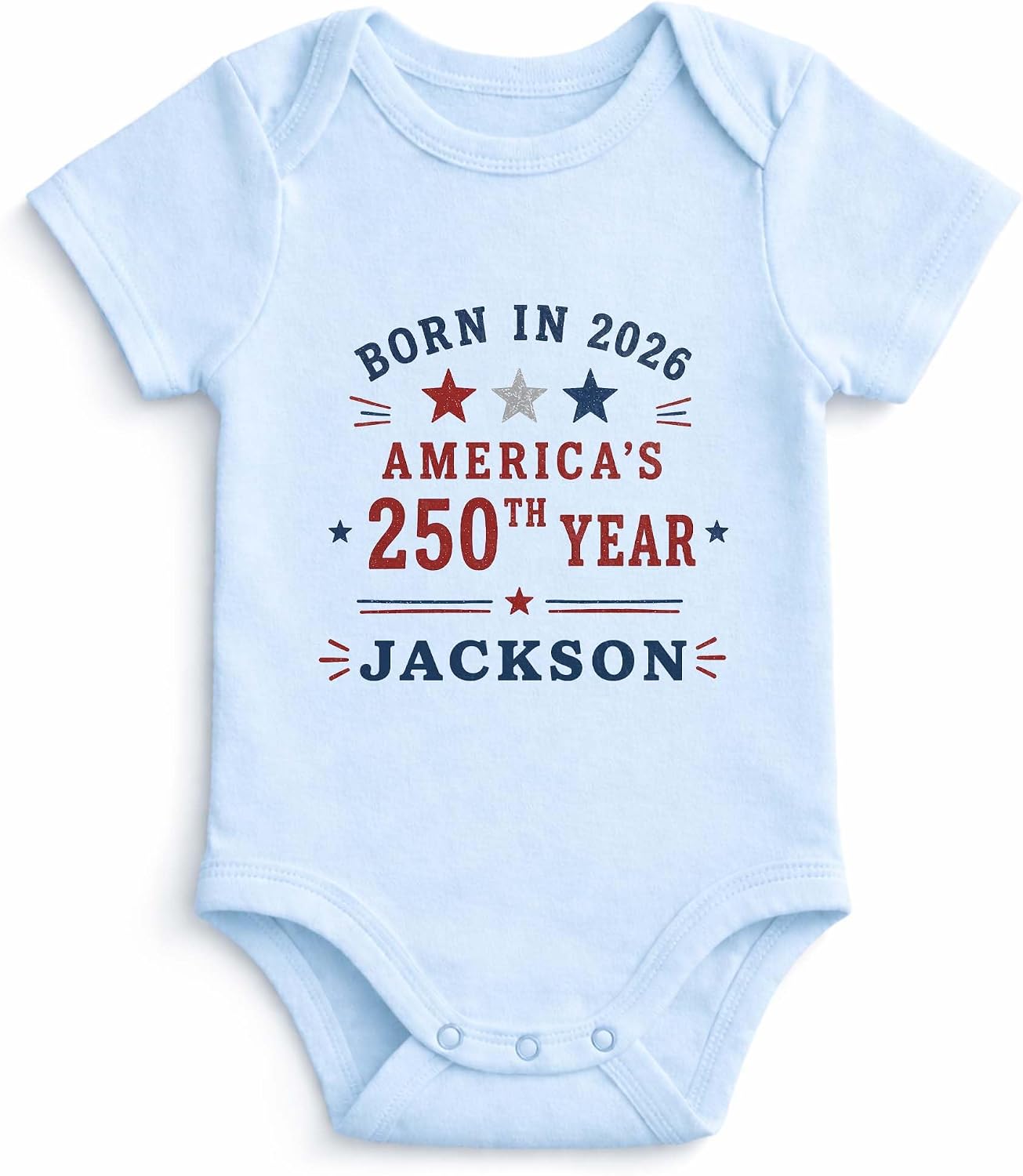 Personalized Baby Onesie America 250th Birthday, Custom Name Born in 2026 Bodysuit, America's 250th Year Baby Outfit, Patriotic Newborn Gift, Independence Day Infant Clothing Keepsake
