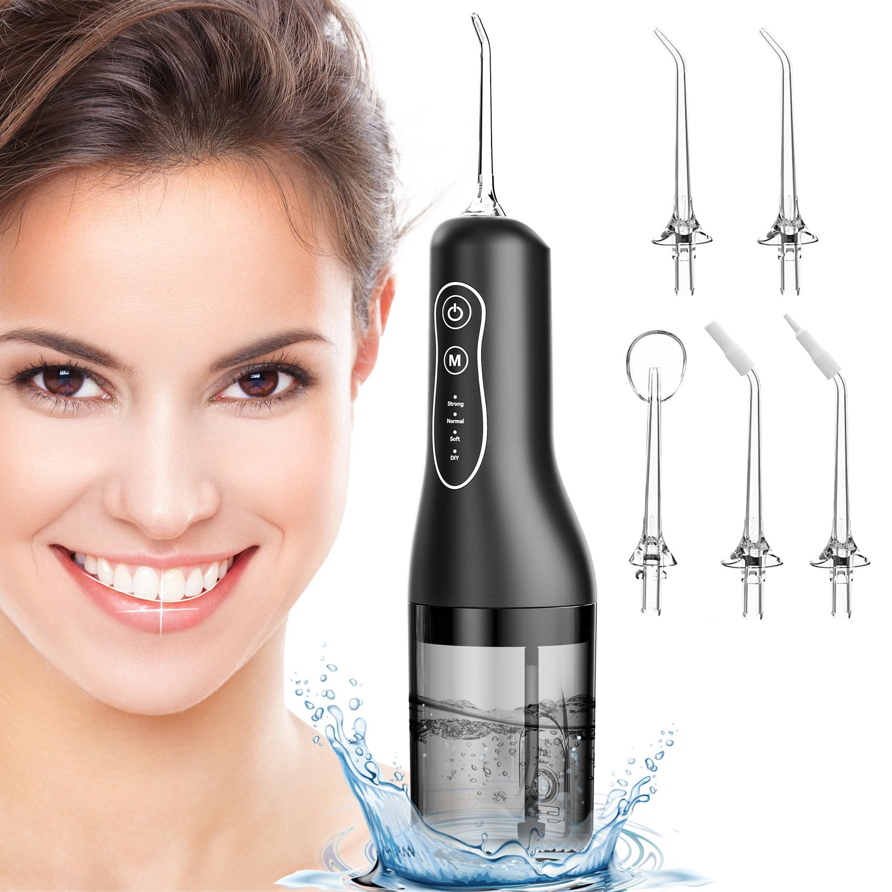 Idropulsore Dentale, 2025 Irrigatore Dentale Portatile, 4 Modalità E 5 Ugelli Water Flosser, IPX7 Impermeabile, Idropulsore per la cura e la pulizia del cavo orale