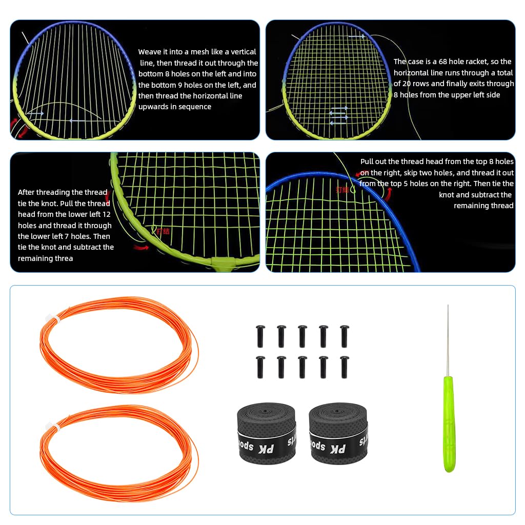 Proberos 2pack Badminton Racket String for Rackets, 0.78mm, 26lbs, 10m/Roll 3