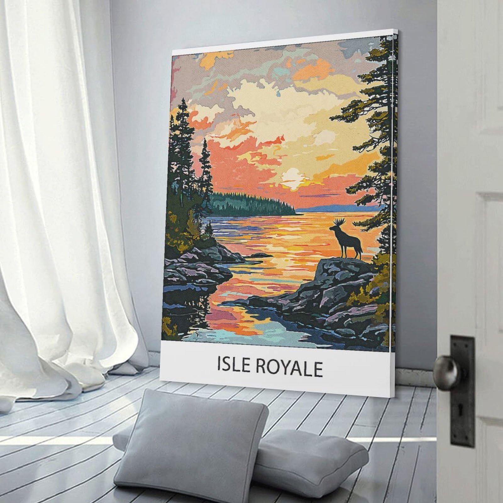 Junmoney Isle Royale Sunset Home Decor Wall Art, 16x24inch(40x60cm), for New Homes, Bedrooms Or Workspaces, Gift Idea for Housewarming And Birthdays
