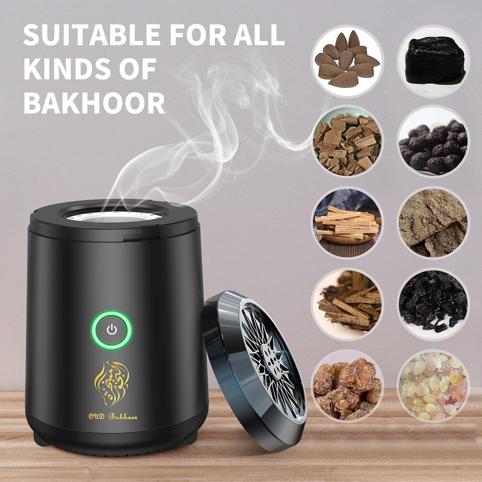Mini Brûleur Bakhoor électrique, Portatif Brûleur d'encens Musulman, Diffuseur USB Rechargeable, Brûle-encens d'encens Arabe Convient aux Bureaux, Maisons, Voitures, etc