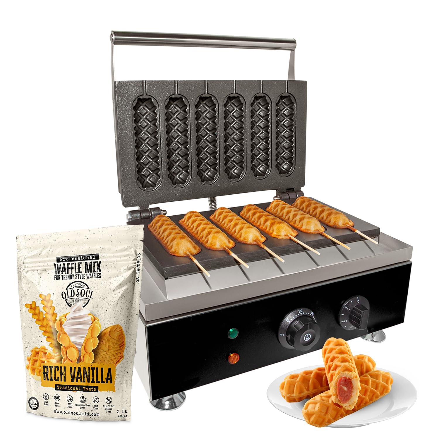 Corn Dog Waffle Maker for Commercial Use | Hotdog Waffles on a