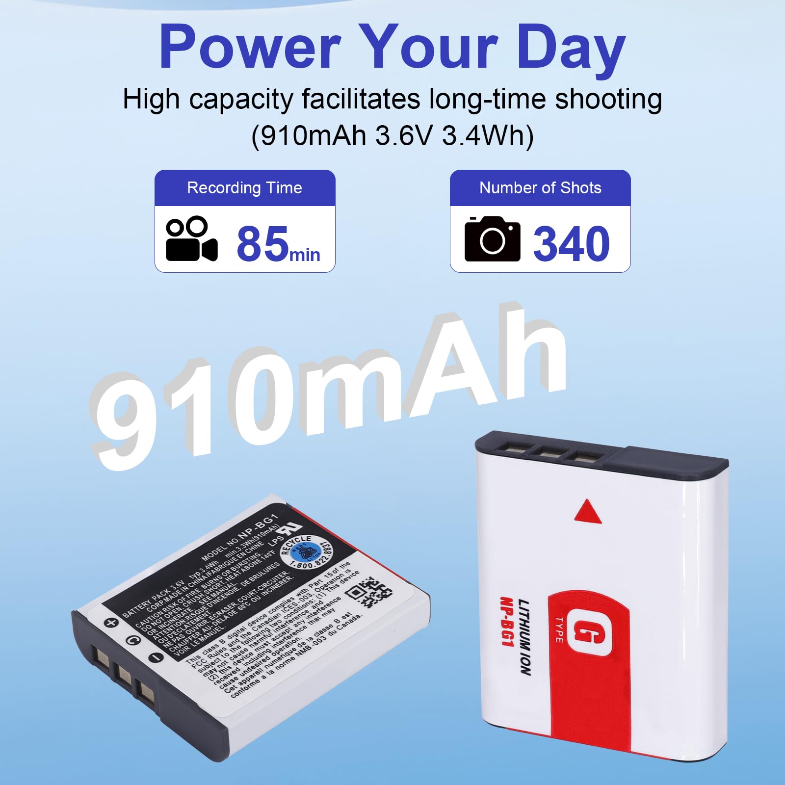 Amazon.com: NP-BG1 NP-FG1 980mAh Replacement Battery Compatible