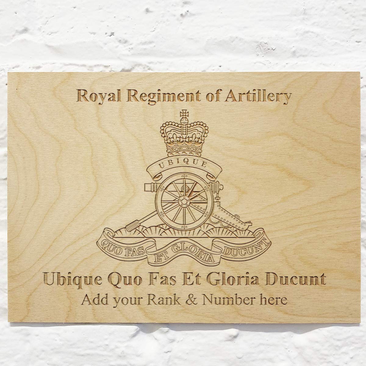 Royal Artillery RA Regiment Personalised Add Name Custom Wooden wall sign Plaques 21x30cm (8.2x"11.8")