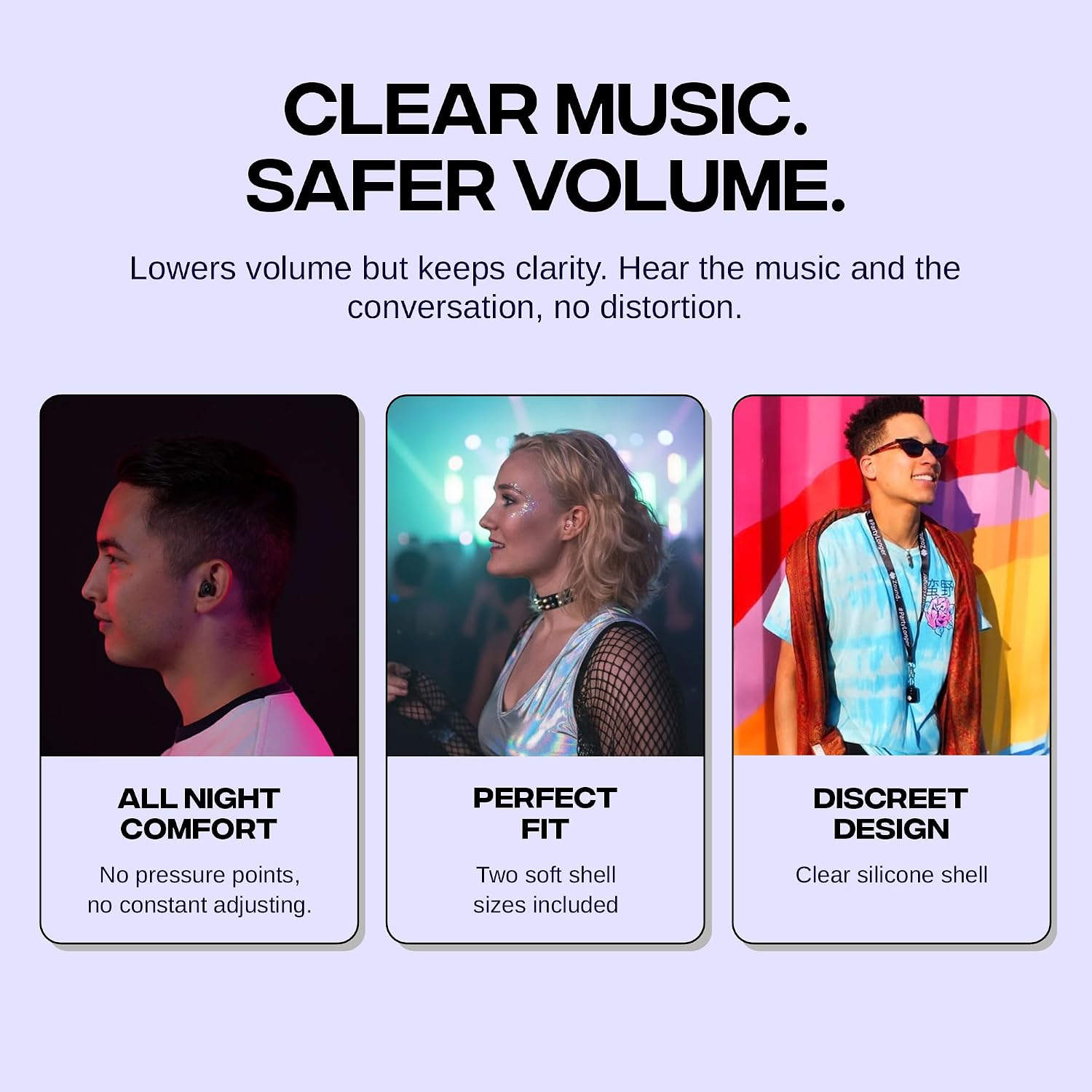 Zound Concert Earplugs Cosmic Blush - Reduces Loud Noise But Does Not Muffle Sound, Hear Music Clearly & Safely at Concerts & Festivals - Reusable, Comfortable Hearing Protection with Case - 21 dB SNR image 3