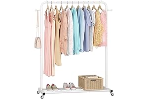 Sywhitta Tall Clothing Rack with Bottom Storage