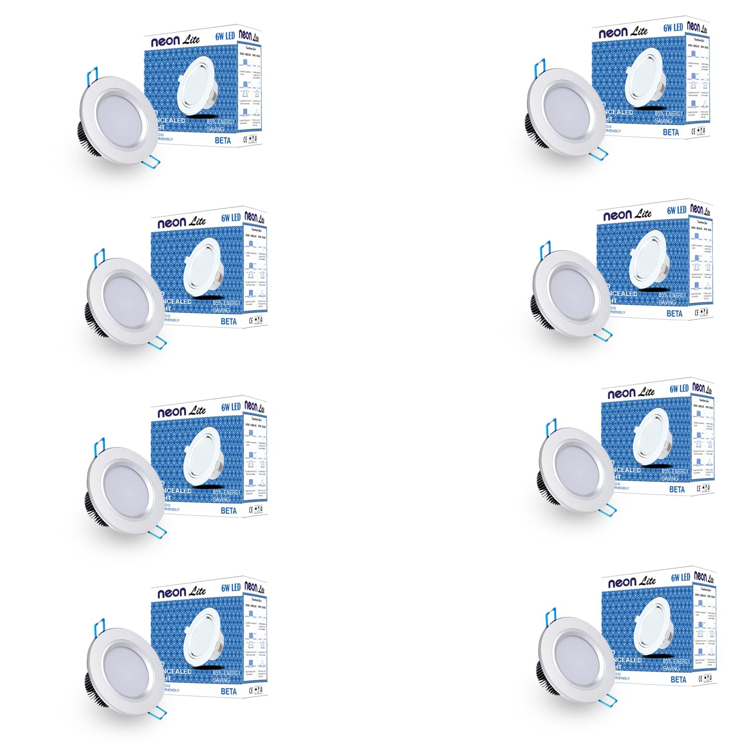Neon Light 6W Led Down Concealed Light/recessed/False Ceiling for Bedroom,Hallways and Corridors,Offices, Hotels, Living Room, Shops, Malls, Cafe (Warm White, Pack of 8)-image-41