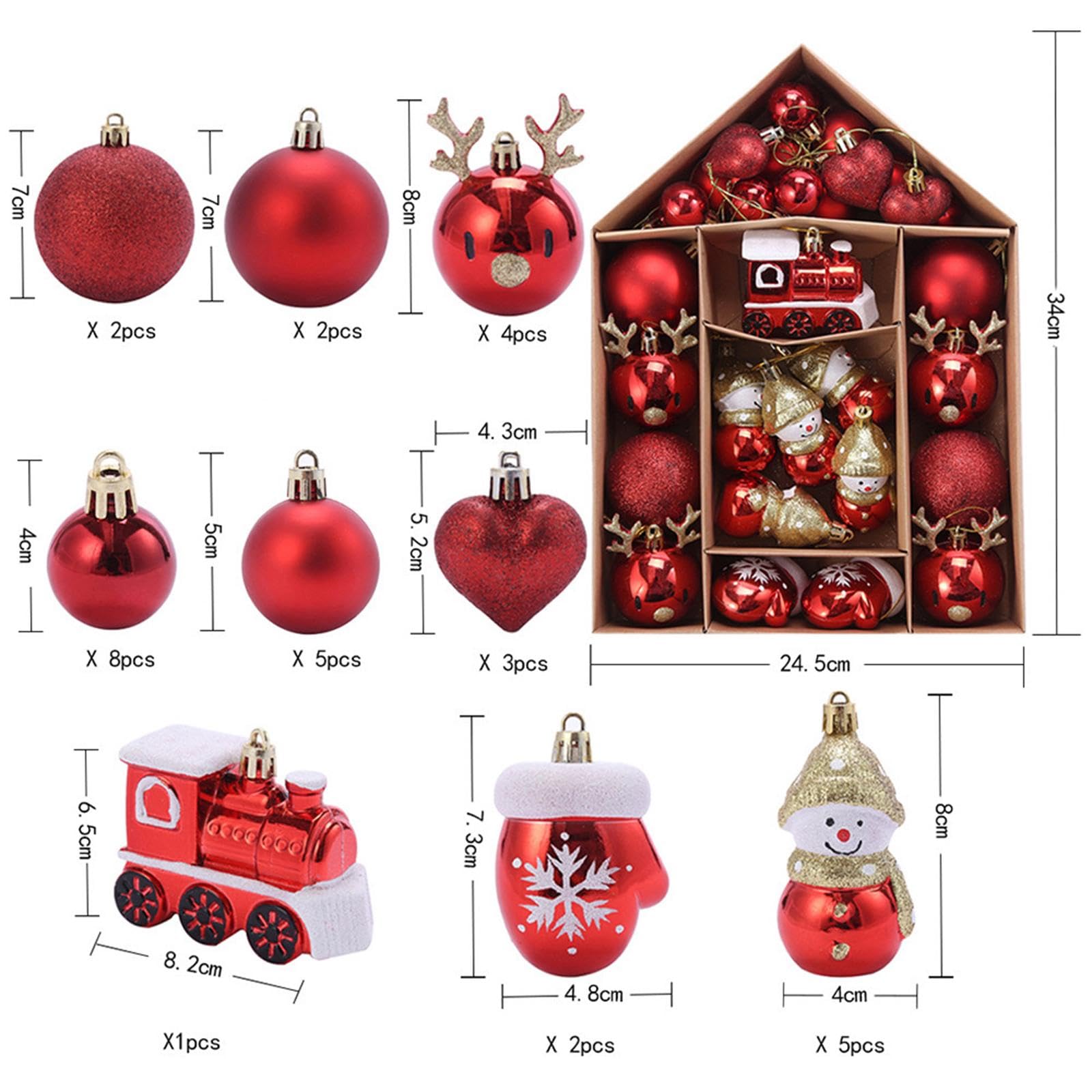 Oshhni Weihnachtskugeln, Ornamente, Weihnachtsbaumdekoration, Anhänger, Weihnachtskugeln, große Menge für Partygeschenke, Festliche Winterfeiertage auf der, Rotes Schneemann-Set