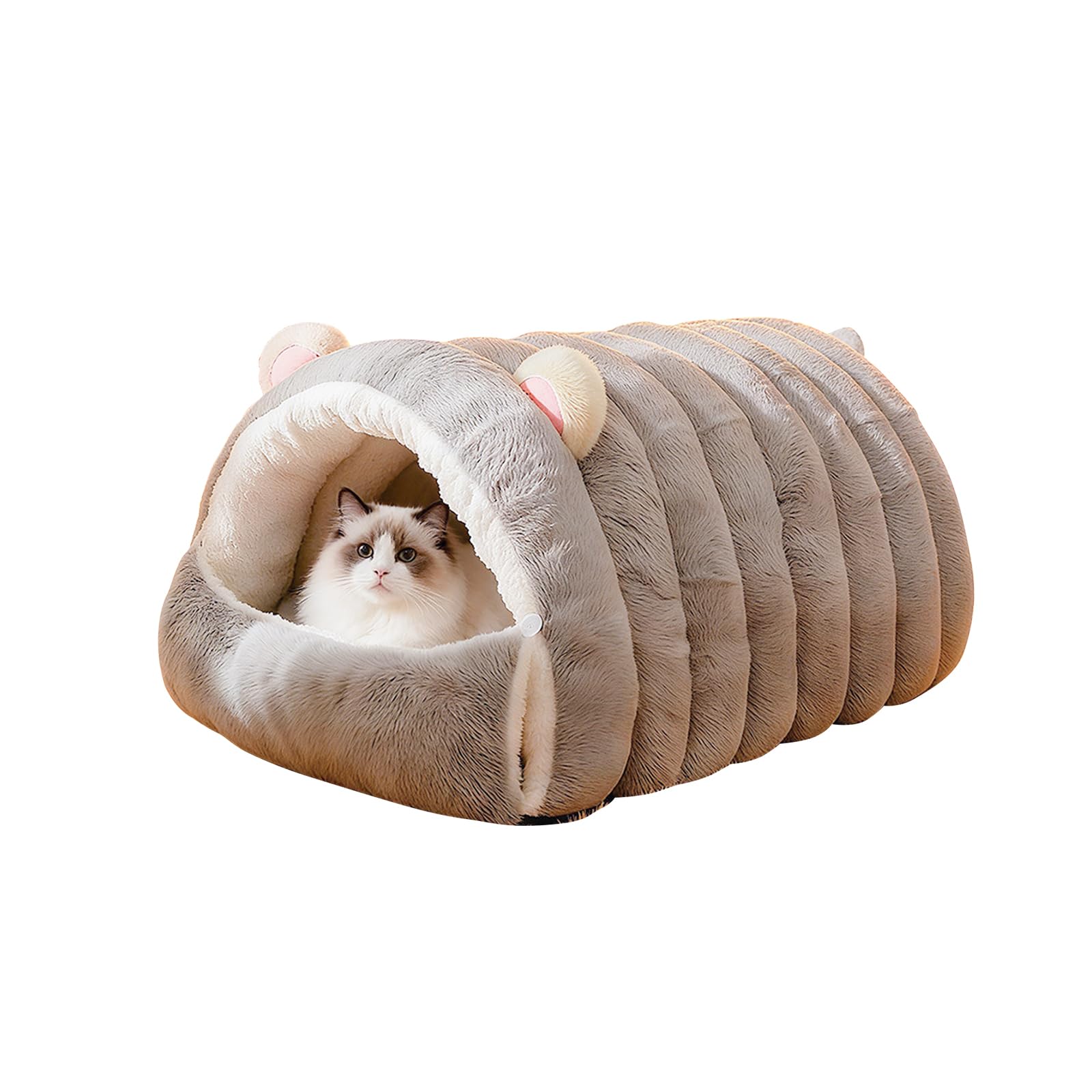 Galatée Cat Cave Bed, Pet Tent With Anti-Slip Bottom, Cute Cat House, Soft Warm Pet Shelter, Soft And Comfortable Dog Bed(M, Gray)