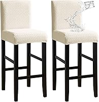 Vista 11 de FORCHEER - Juego de 2 fundas para taburete de bar con respaldos, aspecto de cuero, para taburetes de bar de respaldo corto, extraíbles y lavables