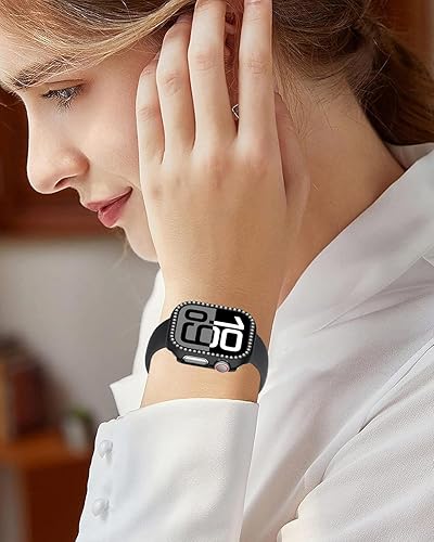 Miniatura 7 de Miimall Funda protectora de diamantes de imitación para mujer, compatible con Apple Watch 1110 de 1.654 in, protector de marco de policarbonato para
