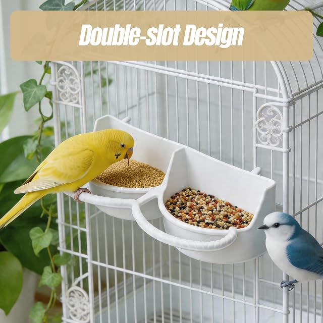 Foto 7 de 7 de 3 Comederos para Pájaros, Doble Comedero para Pájaros, Interior Colgante, Cuenco de Agua, Jaula