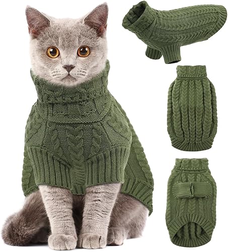 EMUST Suéteres para perros pequeños, suéteres cálidos para gatos con punto de cable Calssic, suéter elástico para perros pequeños para niños y