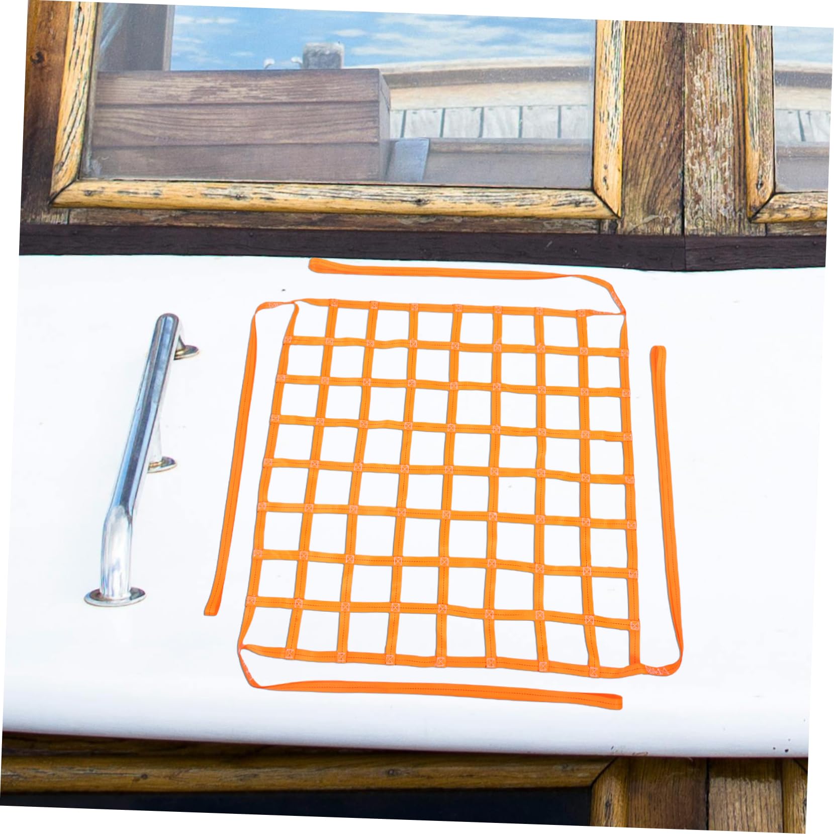 SOLUSTRE Ladungssicherungsnetz aus Polyester Fliegengittergewebe Orange Reißfest und Zugfest für Transport Bauarbeiten und Containerladung | Hebenetzgurte zum Aufhängen, Baunetz mit Hoher Tragfähigkeit, Reißfestes Netzgewebe