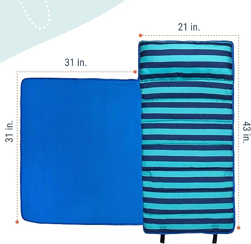 Miniatura 4 de Wildkin Tapete de microfibra para siesta de 43 pulgadas con almohada reutilizable para niños y niñas, ideal para guardería y preescolar, tapete de