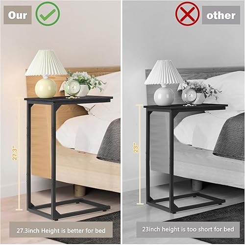 Miniatura 3 de melos Mesa auxiliar en forma de C, mesa auxiliar pequeña para sofá, mesa de sofá con marco de metal para sala de estar, mesas de sofá que se