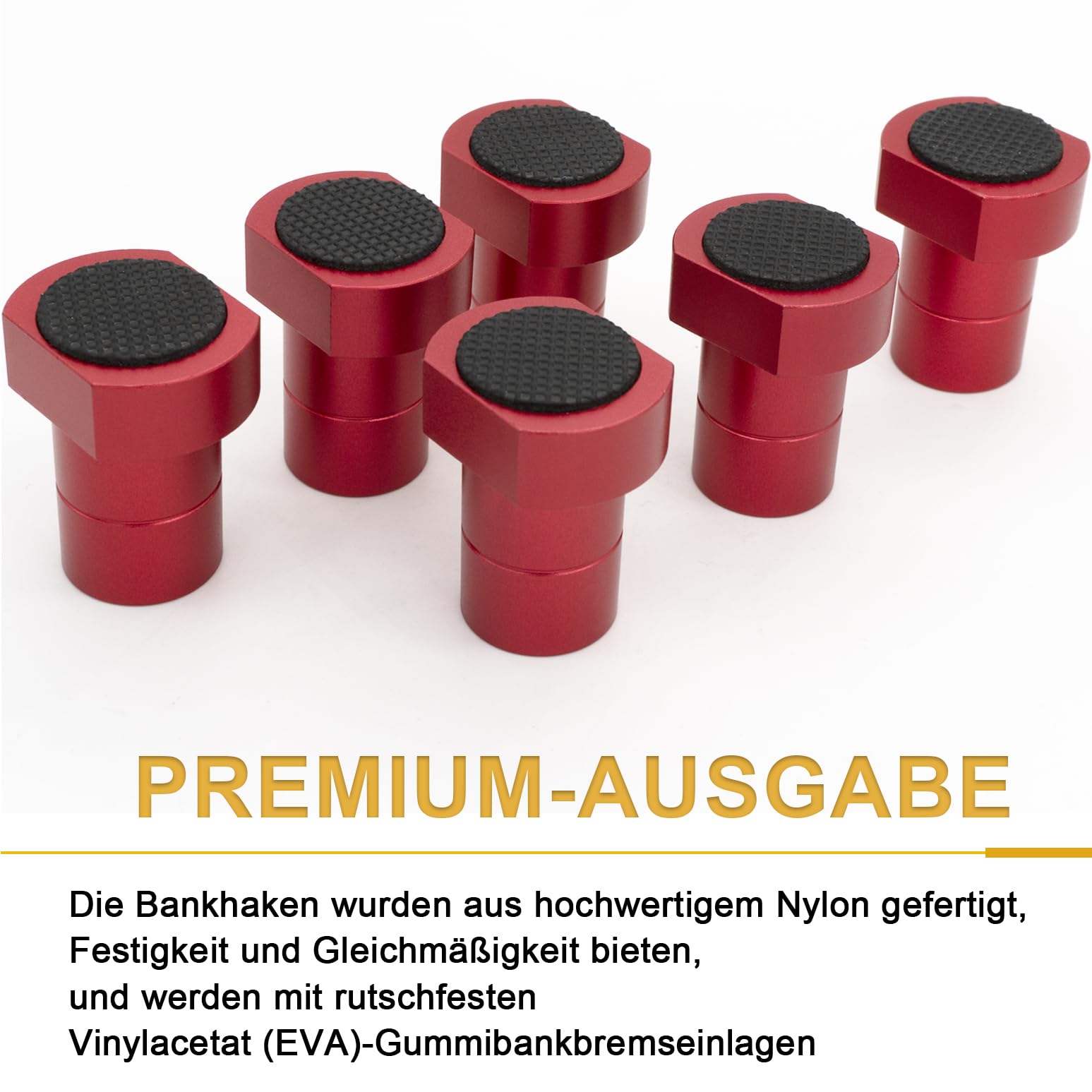 6 sztuk haczyków na ławkę, ze stopu aluminium, zacisk dla psa, do stołu do obróbki drewna, do stołu warsztatowego, pozycjonowanie, zacisk dla psa, akcesoria do otworu dla psa 20 mm (czerwone)