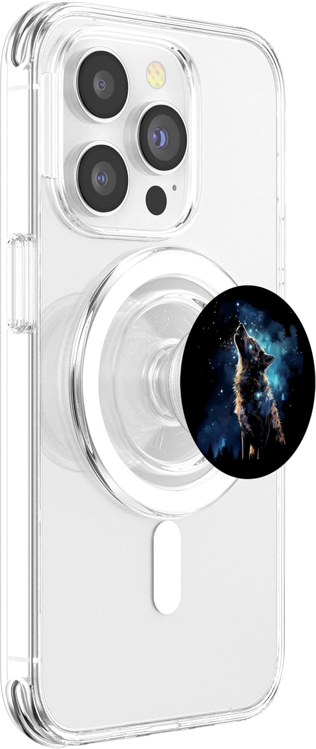 Howling Wolf Space Galaxy Stars Wolves Animal PopSockets MagSafe PopGrip for iPhone