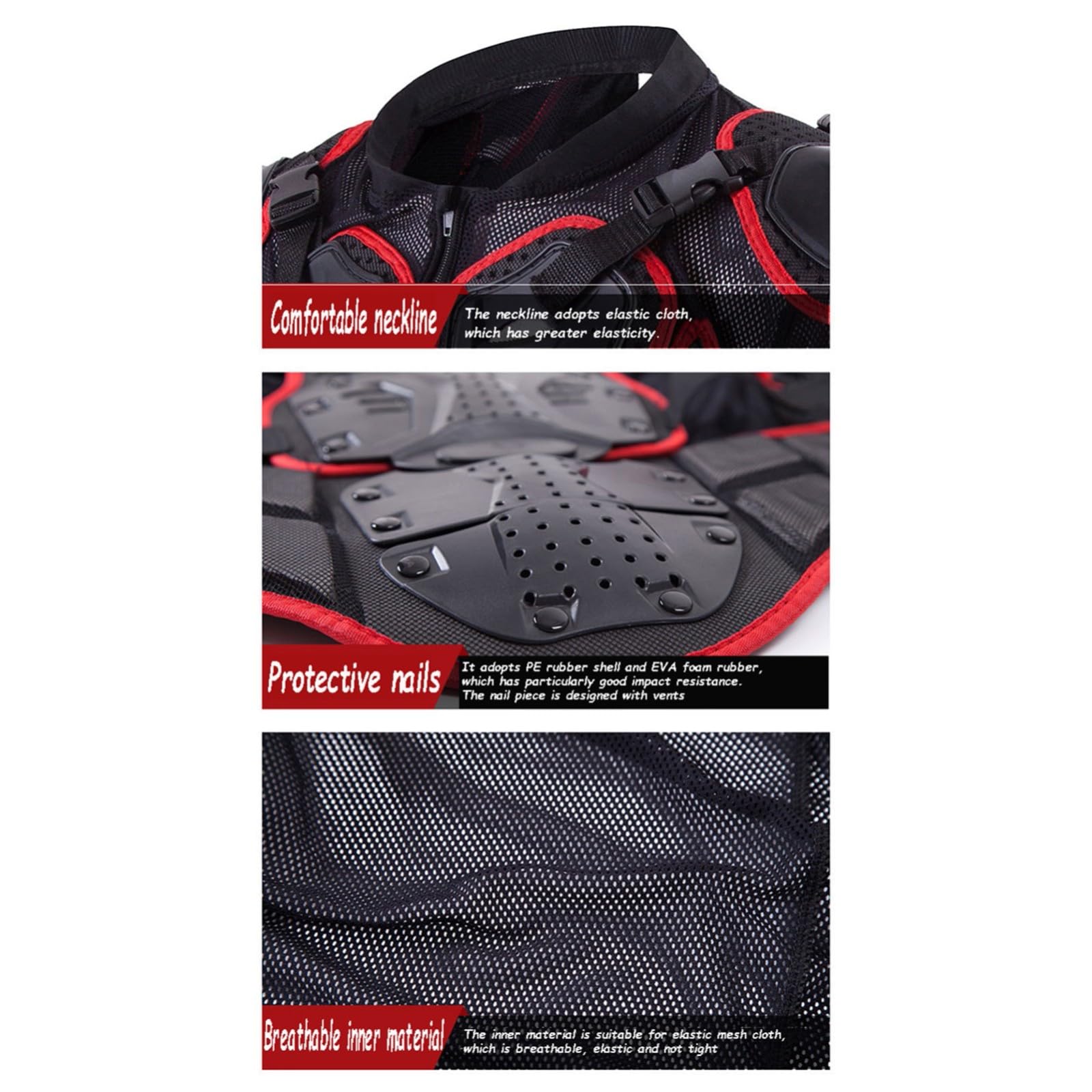 Adultos Motocicleta Body Armor Pecho Espalda Protector De Columna Vertebral Chaleco Protector, Motocicleta Body Armor Armor Protector De Pecho Protector De Espalda Motocross, Adecuado Black,L