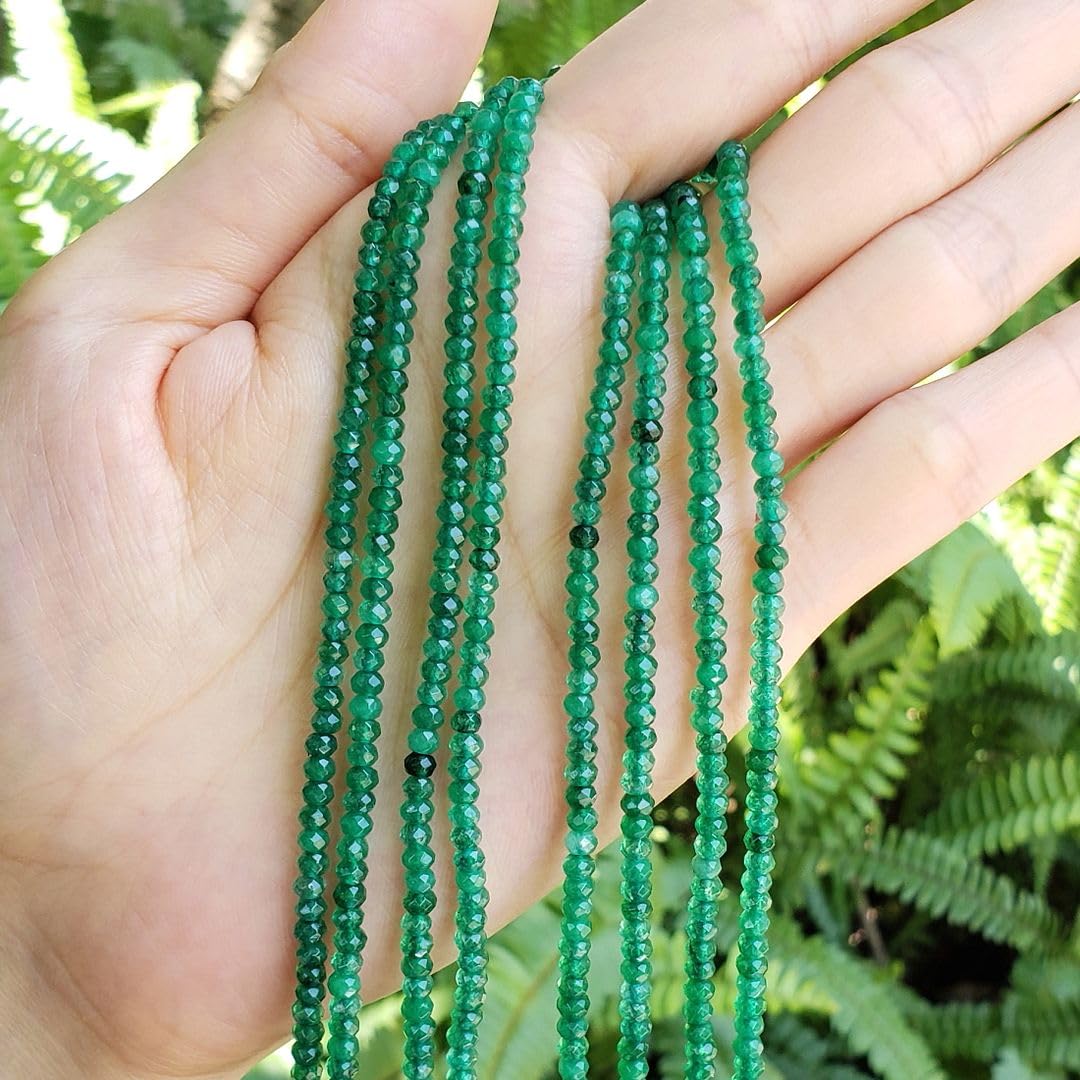 Adabele Natural Emerald Green Quartz Gemstone 3mm Small Rondelle Spacer Stone Beads 13 Inch for Jewelry Craft Making GH2R-10