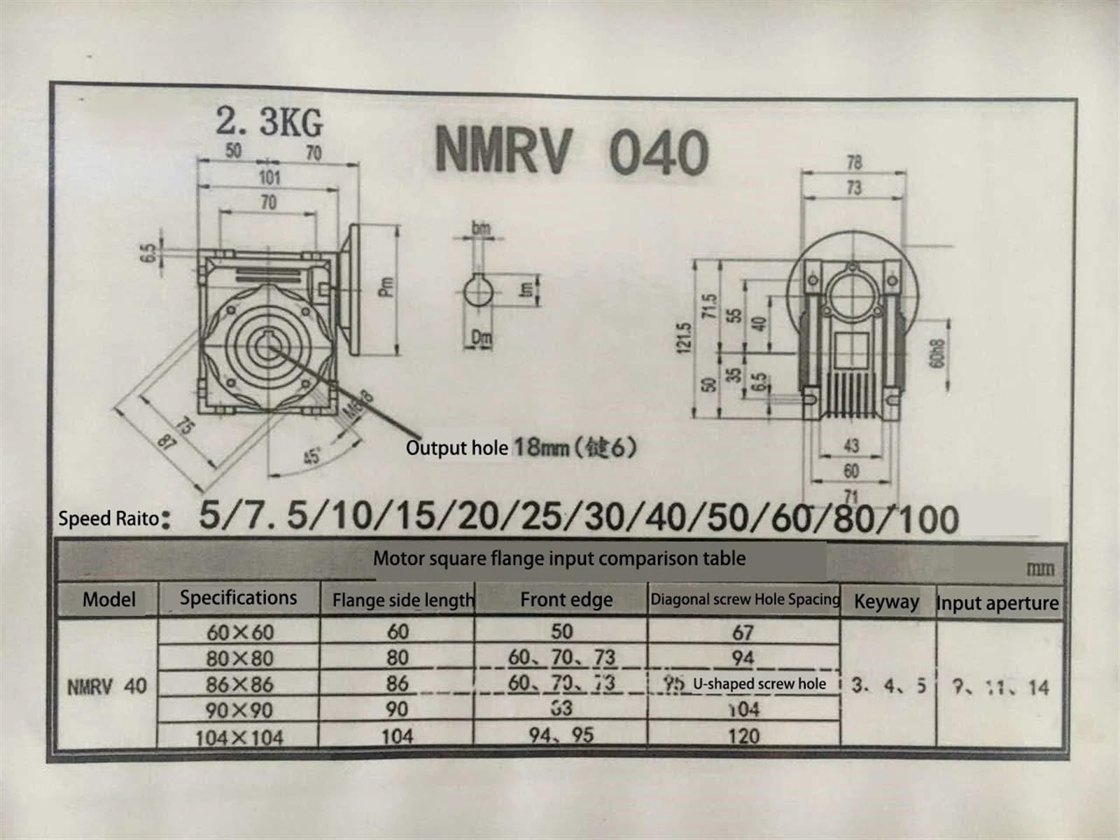 Motorreductor helicoidal de 120 W, velocidad fija, RV40, control variable reversible, múltiples velocidades y voltajes | 33Rpm 380V