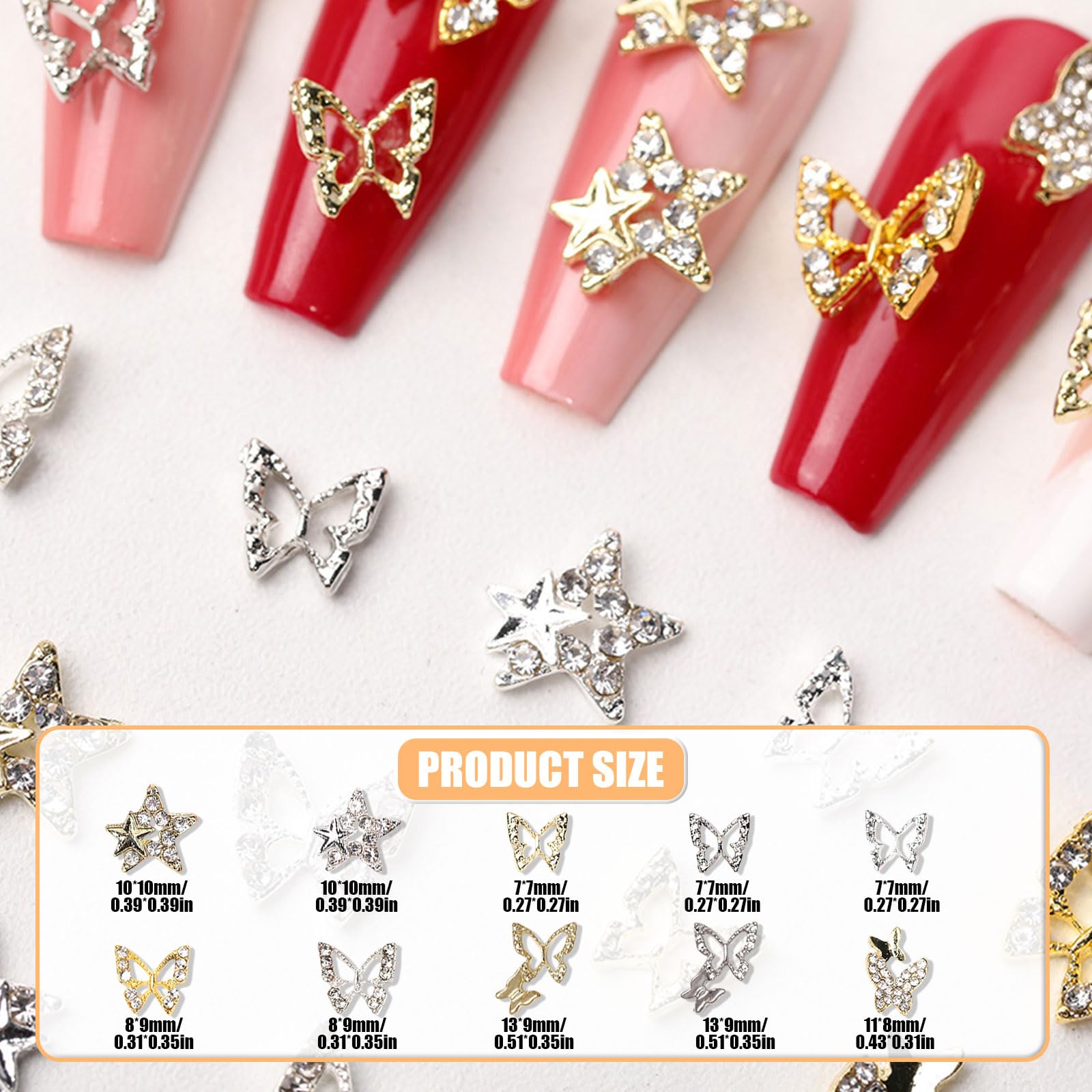 Beaupretty Schmetterling Nageldesign-Set – Metall-Ornamente Für DIY Maniküre, 3 Stück