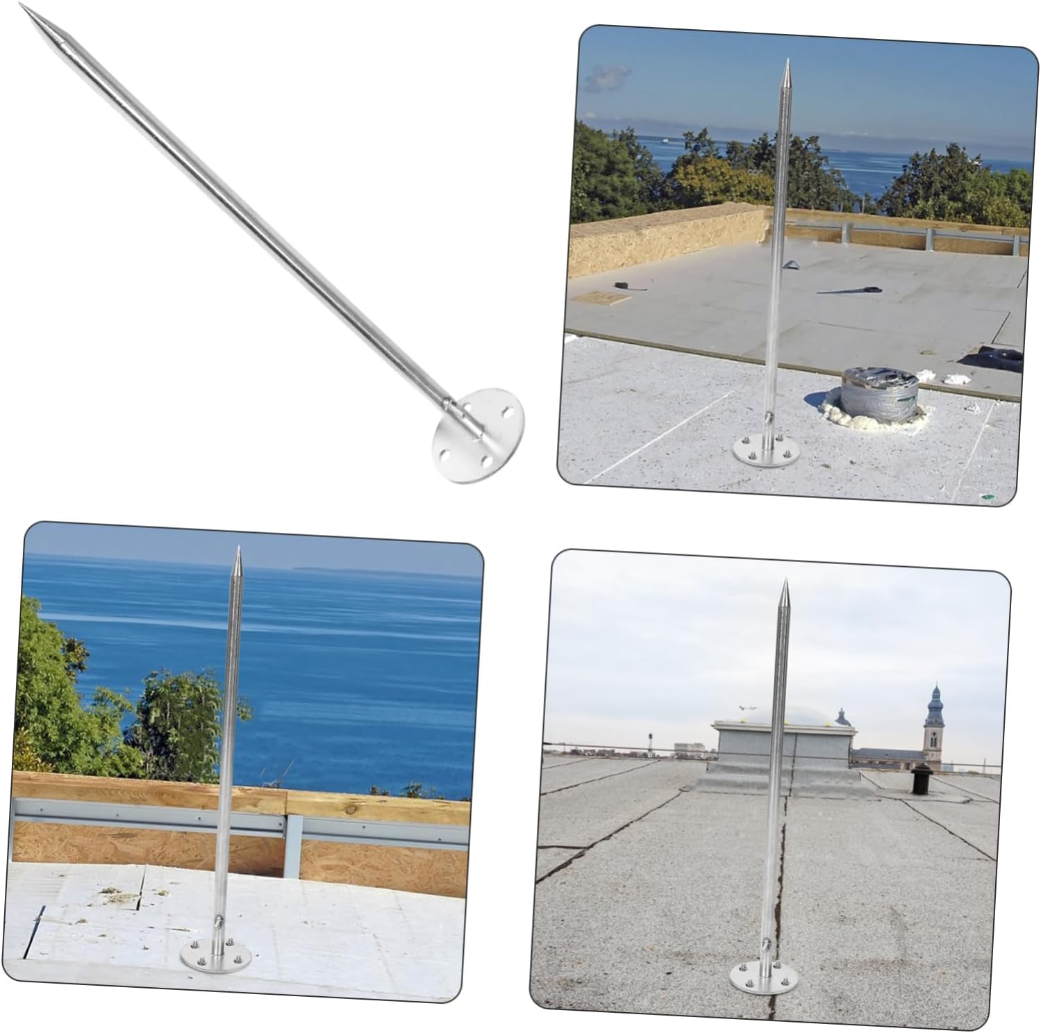 Stainless Steel Grounding Rod Kit Easy Installation for House Roof Protection Against Thunderstorms Reliable Earthing for Homes and Gardens Polished Design for Modern Aesthetics