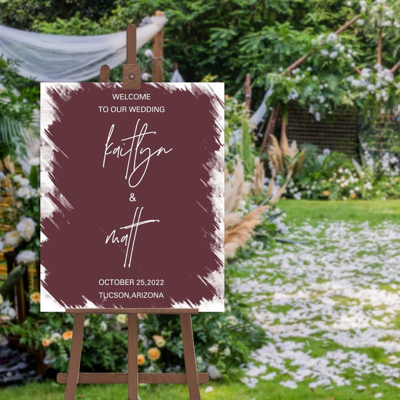 Panneau mariage personnalisé avec inscription style minimaliste