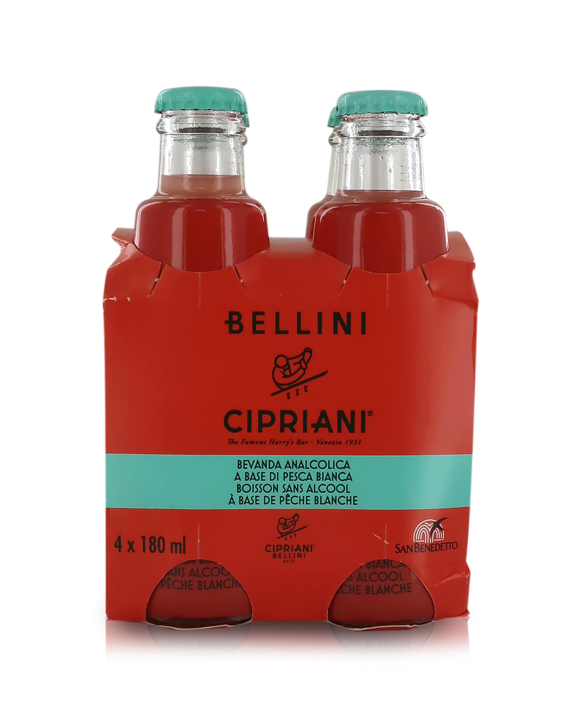 Cipriani Virgin Bellini, Alkoholfreier Bellini, Alkoholfreier Italienischer Cocktail mit Weißem Pfirsich, Fruchtiges, Prickelndes Getränk, Ausgezeichneter Aperitif für Abstinenzler, 24x180 Ml