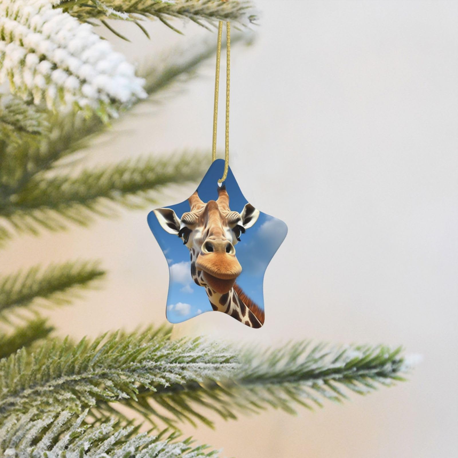 Christmas Tree Decoration Hanging Star Ornament Funny Giraffe Ceramic Ornaments Christmas Tree Decorations Star Pendants for Xmas Tree Winter New Year Wedding Party Supplies