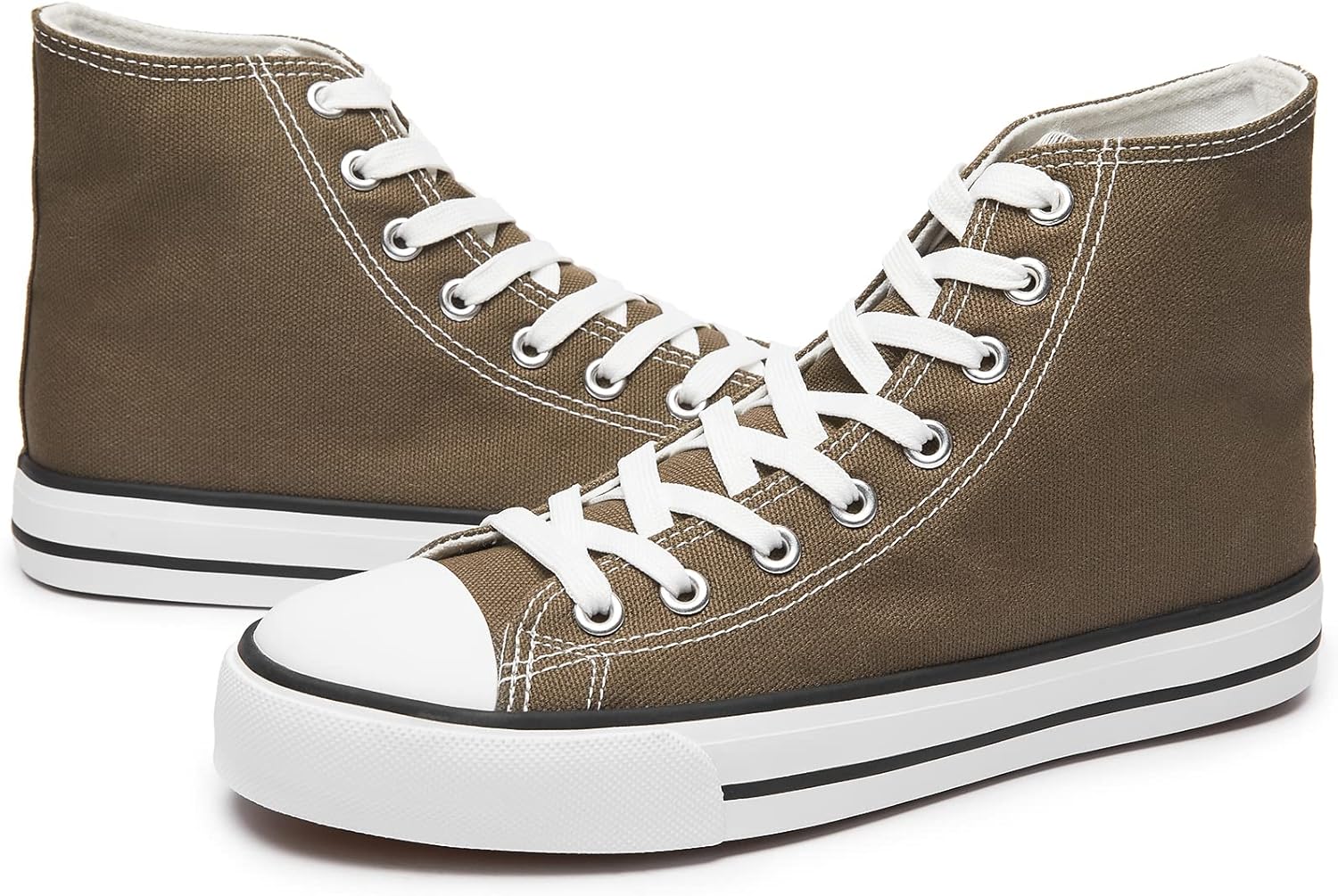 (only 1 piece)Women's High Top Canvas Sneaker Shoes Classic Fashion Lace ups Sneakers 5 Alpha Black