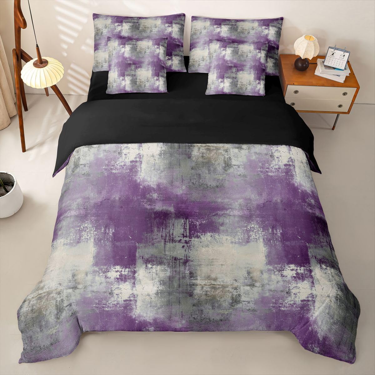 Loussiesd Set di biancheria da letto con copripiumino per letto singolo, 7 pezzi, motivo geometrico, arte ombré, per bambini, ragazzi e ragazze, con copripiumino, lenzuola, federe, federe