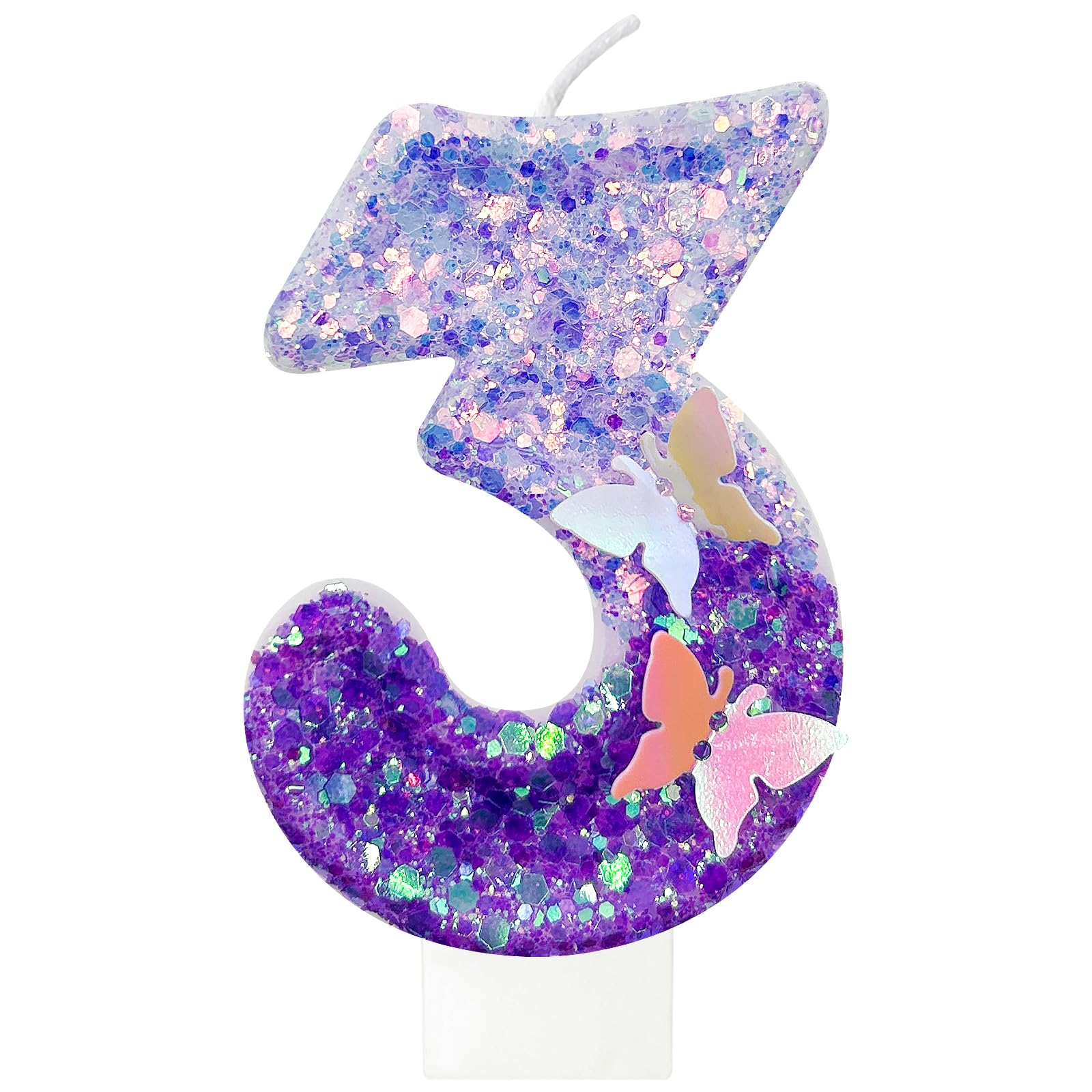 JonesLi 3Th Birthday Candle for Cake?Butterfly Cake Toppers?Butterfly Birthday Decorations?Purple Birthday Candles?for Birthdays,Theme Parties, Celebration, Anniversary
