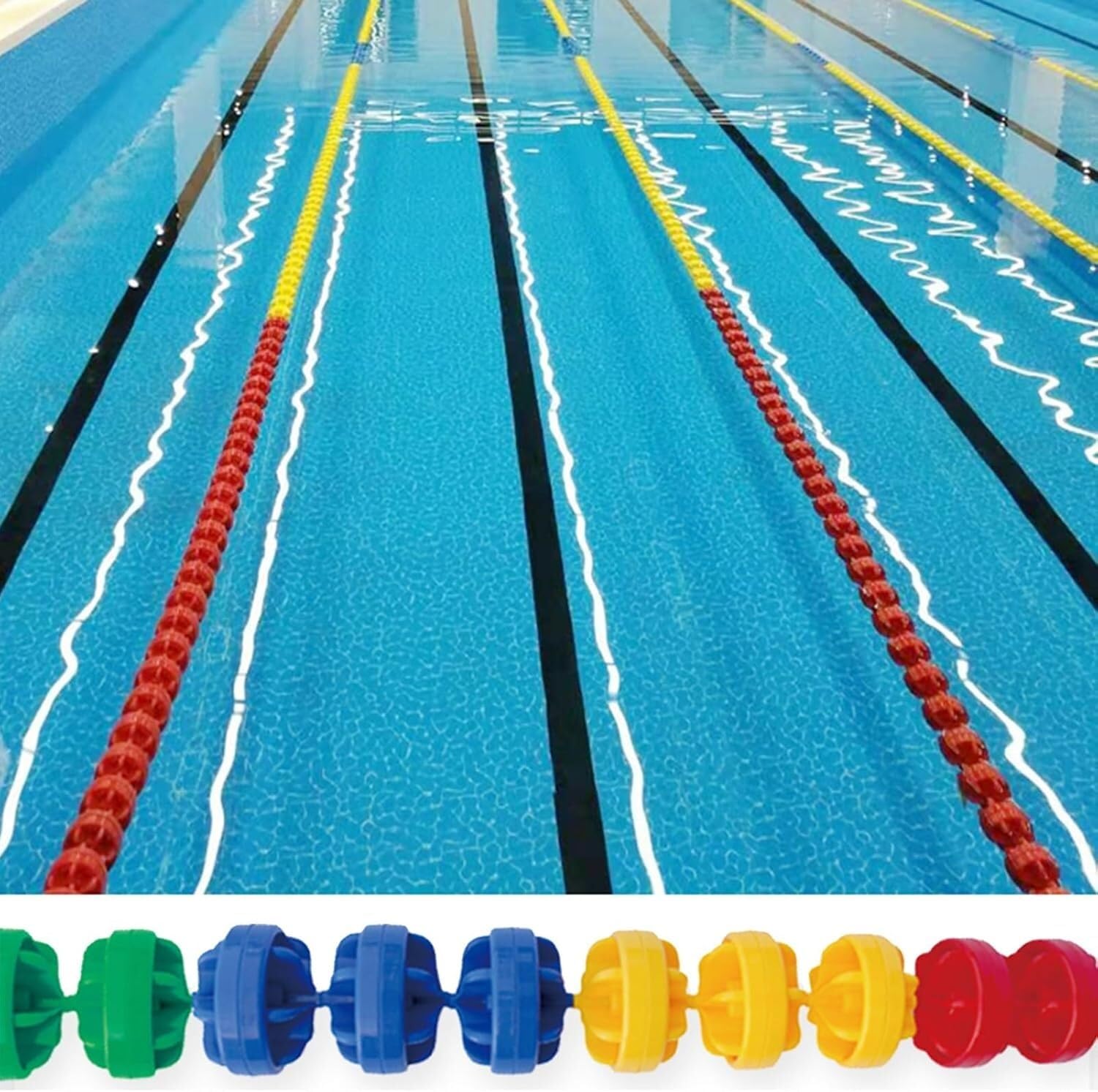 Lina bezpieczeństwa z pływakami do Pool Lane Division 54 m (54 m) rozdzielacz bezpieczeństwa basenu do plaż, parków wodnych i środowisk zagrożonych wybuchem - trwała i niezawodna