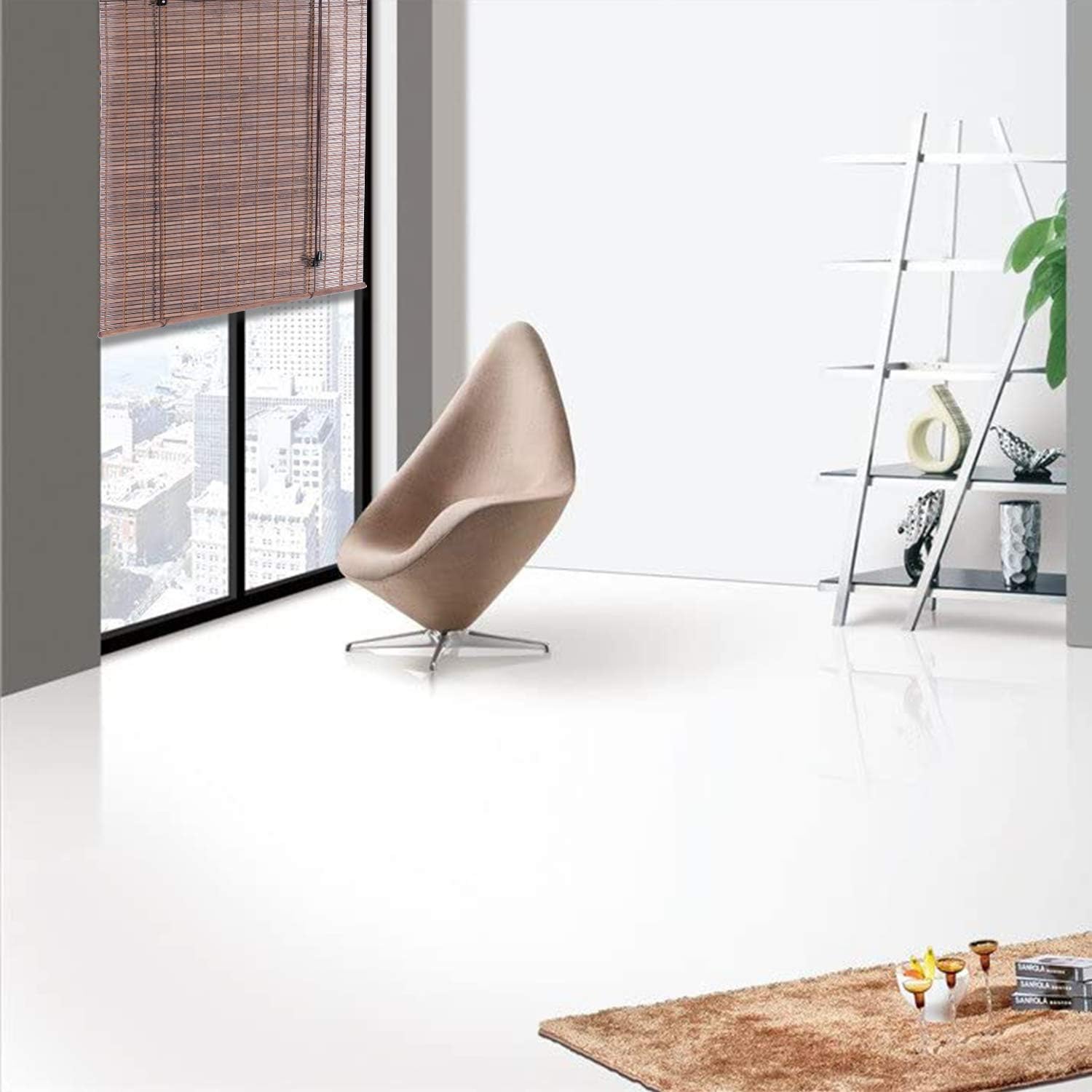 N / A Bamboo Wooden Roll Up Blinds, Window Sun Blade Privacy Drape 48 X 72 Inches