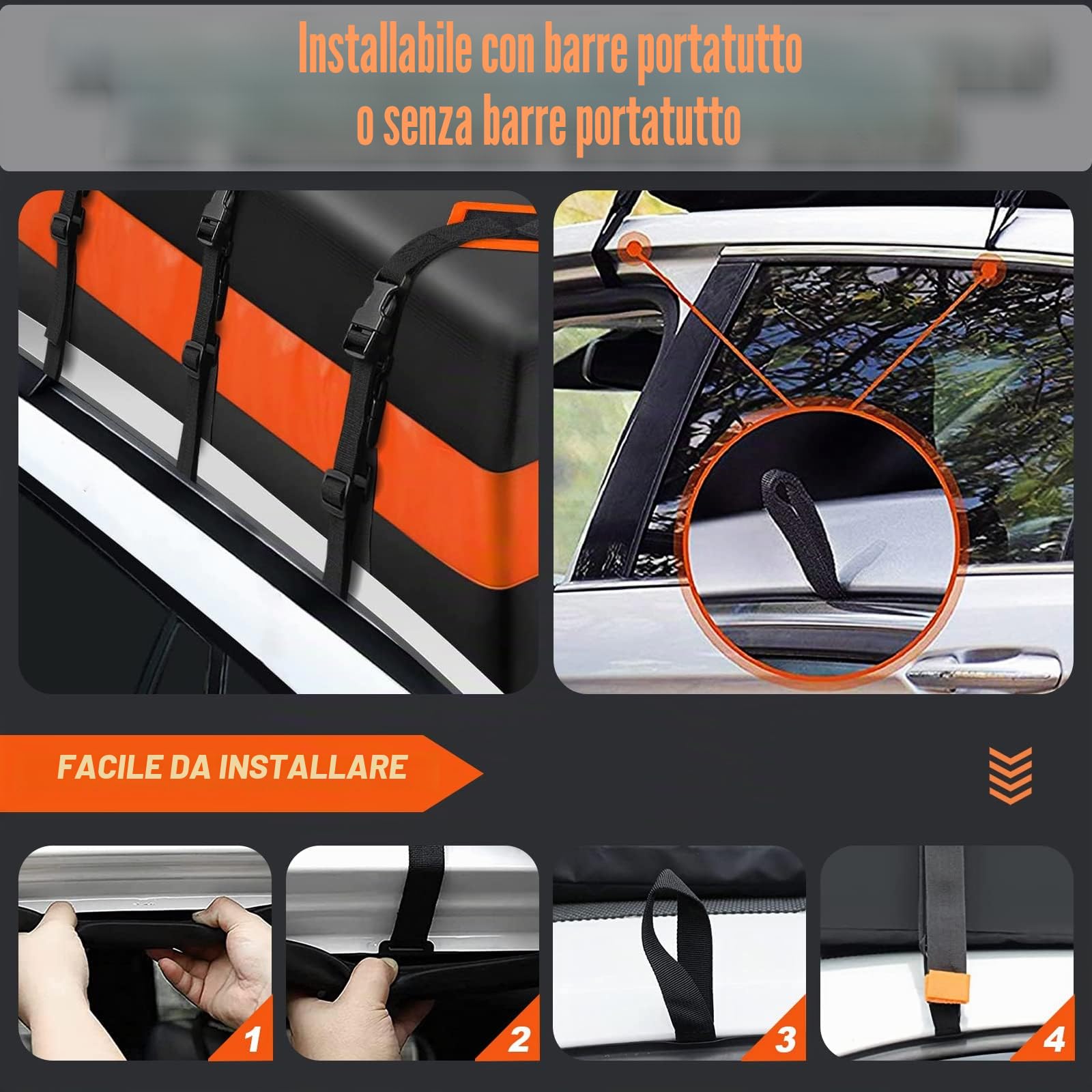 Box da Tetto per Auto 21 Piedi Cubi Pieghevole Impermeabile 840D Borsa da Tetto Box da Tetto Portatile Box da Tetto Valigia per Veicoli con/senza Portapacchi Trasporto Bagagli